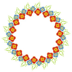 Round frame with decorative flowers