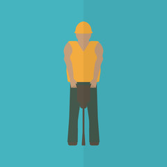 Construction worker flat icon. 