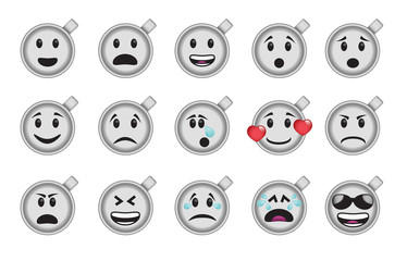 Set of smiley empty coffee cup icons