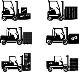 Forklifts. Heavy construction machines. Vector illustration