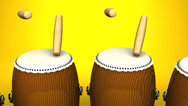 Loopable Asian Drums On Yellow Background