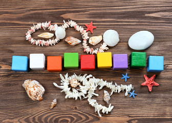 Travel inscription on wooden background