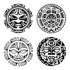 Set of polynesian tattoo - obrazy, fototapety, plakaty