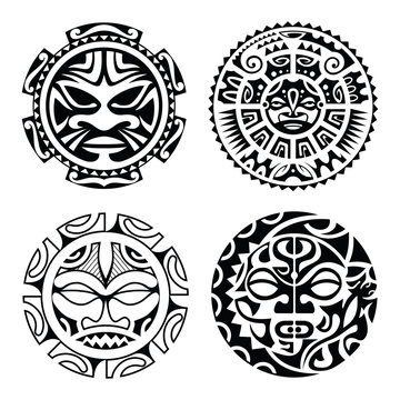 Naklejka Set of polynesian tattoo