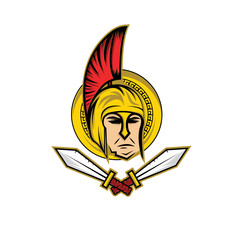 spartan warrior with swords and shield