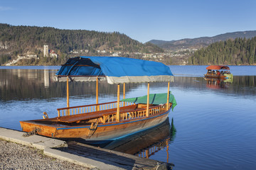 Boats on lake Bled, Slovenia