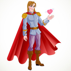 charming blond prince with pink heart