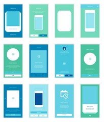 Mobile User Interface 35 Screens Wirefrme Kit for onboarding wizard, login, signup and dashboard list screens. Vector scalable retina UI.