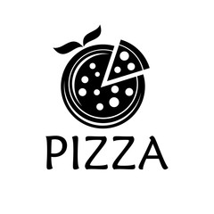 pizza with leaves vector design template