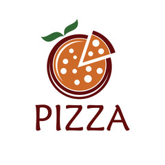 pizza with leaves vector design template