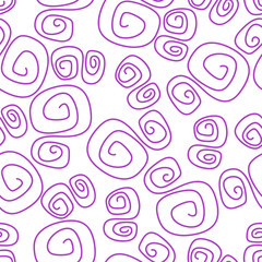 Hand drawn purple swirl abstract seamless background