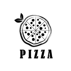 Obraz premium pizza with leaves vector design template