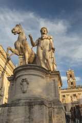 Dioscuri Statue on Capitoline Hill in Rome, Italy