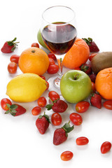 Fresh fruits with a glass of wine