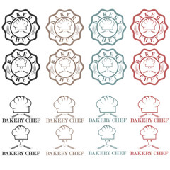 Collection of vintage retro bakery chef labels