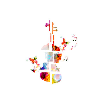 Colorful music background with violoncello