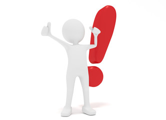 3D Männchen mit Ausrufezeichen