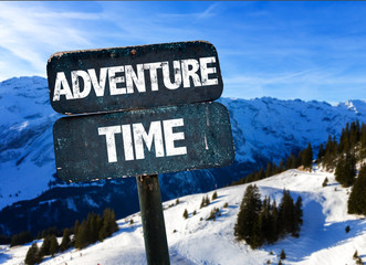Adventure Time sign with sky background