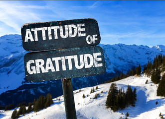 Attitude of Gratitude sign with sky background