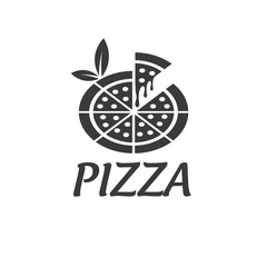 pizza with leaves vector design template