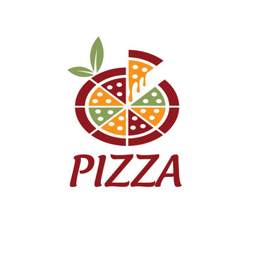 pizza with leaves vector design template