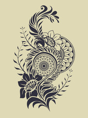 Floral Ornament with abstract elements
