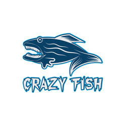 crazy fish cartoon mascot vector design template