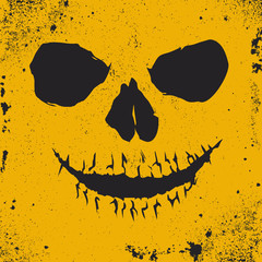 Smiling skull on grunge background