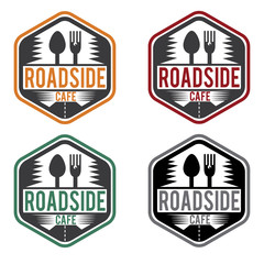 Abstract vintage label with text roadside cafe