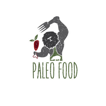 Paleo Food Caveman Vector Design Template