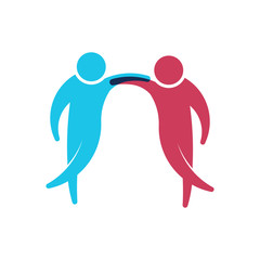 People logo. Group of two friends