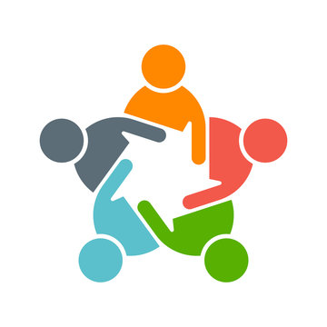 People logo. Group of five in a circle