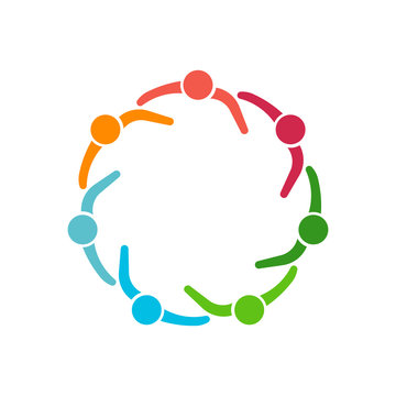 People logo. Group of seven persons in circle