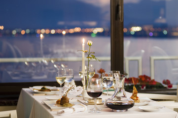 Fine restaurant dinner table place setting