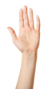 Female hand isolated on white