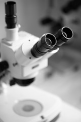 Fototapeta na wymiar Microscope in laboratory close up