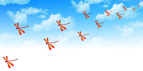 空　赤とんぼ　背景 © J BOY