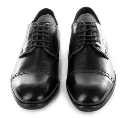 Black shiny man shoes isolated on white