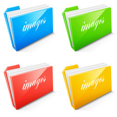 Kolorowe ikony folderów z obrazami - obrazy, fototapety, plakaty