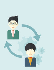 Two men exchanging ideas