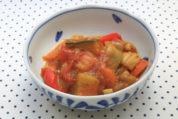 Ratatouille with a lot of summer vegetables.