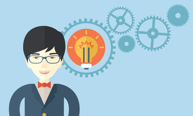 Company officer with gear and bulb.