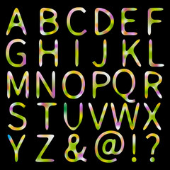 English alphabet, watercolor imitation, vector illustration