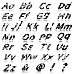 Alphabet, full italic and Grunge