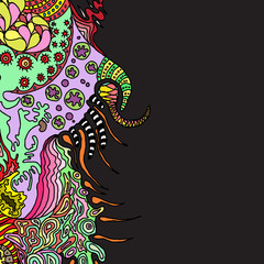 Fototapeta premium abstract background sketch, hand drawn ornamental doodle, square