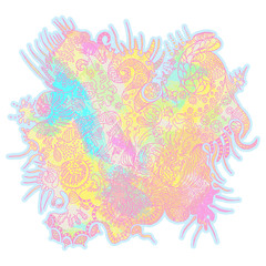 abstract background sketch, hand drawn ornamental doodle, square