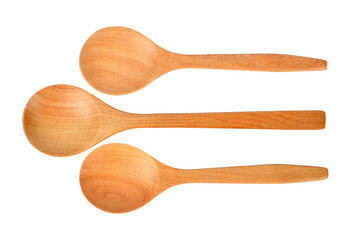 Wooden spoon isolated on white background.
