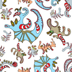 Obraz premium Cartoon vector doodles hand drawn abstraction. seamless pattern