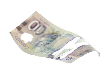 Obraz na płótnie Canvas Canadian 10 Dollar, isolated on white