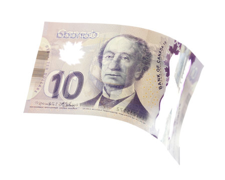 Canadian 10 Dollar, isolated on white